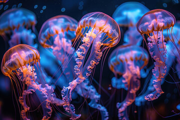 Glowing jellyfish dancing to the soulful tunes