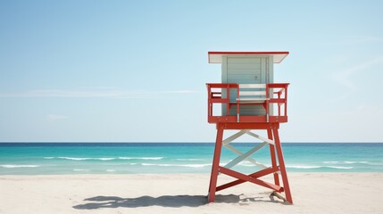 lifeguard tower, equipped with binoculars, serves as a vital tool for ensuring comprehensive beach surveillance and swift response to emergencies.
