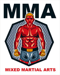 Sport. MMA fighter stand. Boxer