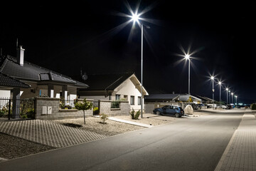 modern led illumination on quiet residential area - 790106184