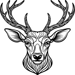  Deer head vector silhouette on white background  