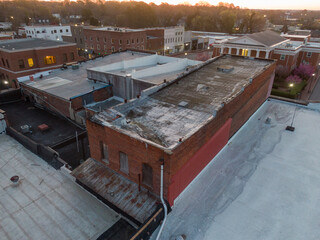 The Town of Louisburg North Carolina by Drone on a Sunny Day, Including Sunrise Images For Travel and Tourism