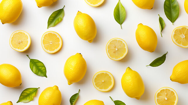 Lemon pattern on white background