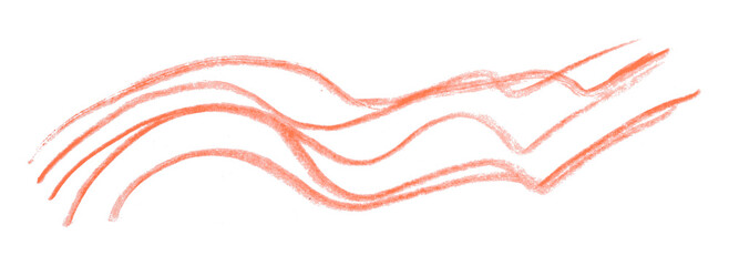 orange pencil strokes isolated on transparent background