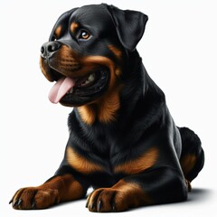 Image of isolated Rottweiler against pure white background, ideal for presentations
