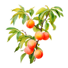 Apricots branch watercolor