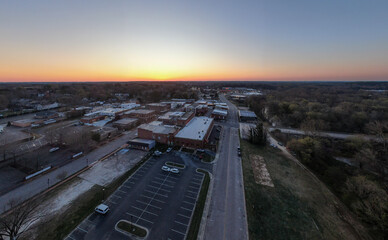 The Town of Louisburg North Carolina by Drone on a Sunny Day, Including Sunrise Images For Travel and Tourism