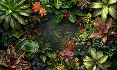 Fototapeta na wymiar Transform the unique endemic plant treasures into a stunning vector illustration from a high-angle view, emphasizing their intricate patterns and natural hues