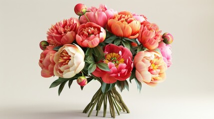 A bouquet of flowers with pink and orange petals