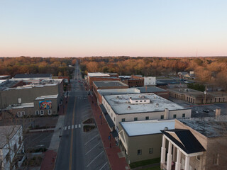 The Town of Louisburg North Carolina by Drone on a Sunny Day, Including Sunrise Images For Travel and Tourism