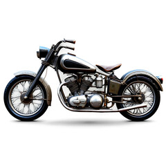 A vintage motorcycle model with realistic detailing and aged metal parts Transparent Background Images 