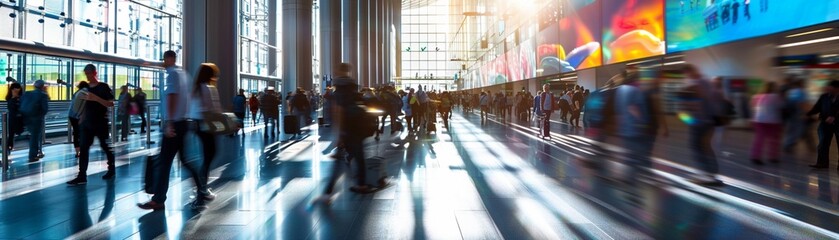 Obraz premium Big advertisement space busy indoor terminal