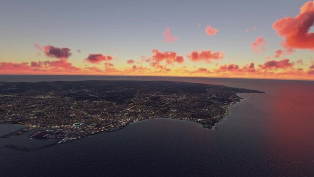 Aerial view at sunset of Carlisle Bay in Lesser Antilles. Barbados