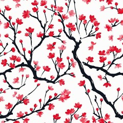 Fototapeta premium Cherry Blossom Seamless Pattern