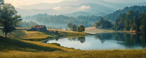 Georgia's countryside, highlighting its understated elegance. - obrazy, fototapety, plakaty