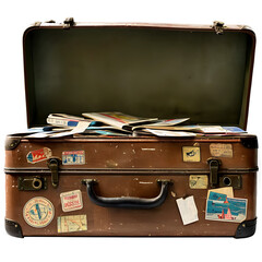 A vintage suitcase turned into a decorative storage box Transparent Background Images 