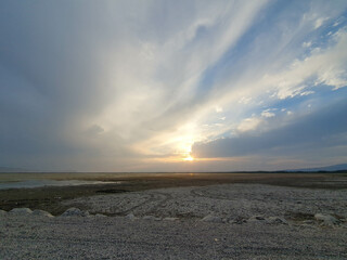 Sunset on the beach in the Işıklı delta, Çivril.