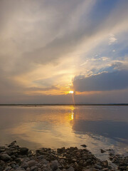 Sunset on the beach in the Işıklı delta, Çivril.