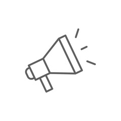 Advertisement megaphone speaker icon. Simple outline style. Attention, horn, loudspeaker, voice, announcement, advertising concept. Thin line symbol. Vector illustration isolated. Editable stroke.