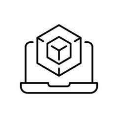 Engineering development icon. Simple outline style. 3d modeling services, estate development, architecture visualization, BIM concept. Thin line symbol. Vector illustration isolated.