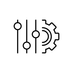 Panel settings icon. Simple outline style. Equalizer options, preferences, work, gear, tool, cogwheel, cog, level, technology concept. Thin line symbol. Vector illustration isolated.