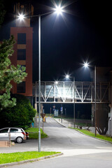 modern university campus with modern illumination at night - 790114709