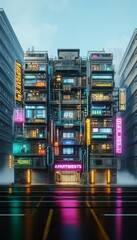 CYBERPUNK HIGH TECH RESIDENTIAL BUILDINGS - Variation 5  AI GENERATED IMAGES