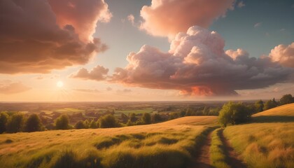 Fototapeta premium sunset in the field