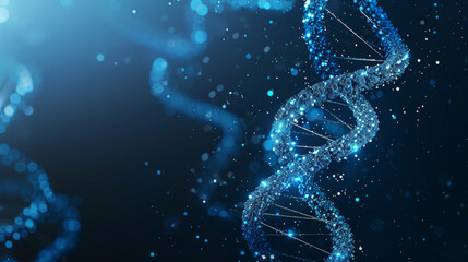Digital dna strand sparkling on dark background
