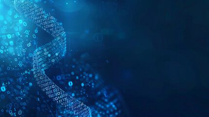 Digital dna strand in blue - healthcare technology concept