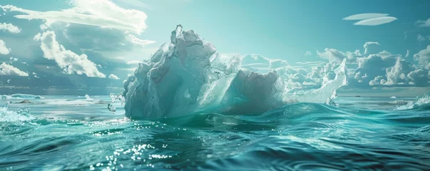 Tuinposter Polar ice melting into the sea, a powerful reminder of the perils of global warming © THINNAKORN