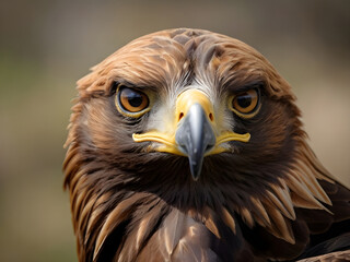 Golden eagle, head close-up. Portrait of a bird.
