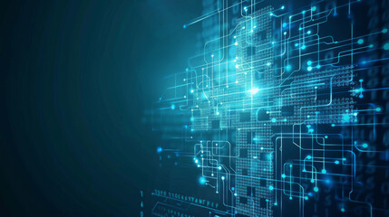 Fototapeta premium Abstract image showcasing futuristic healthcare technology with glowing circuits and data streams