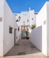 White buildings with famous door in Rabat Kasbah