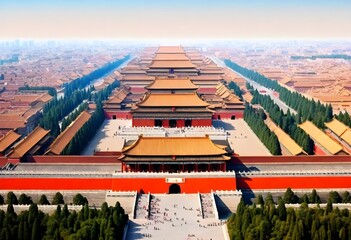 Magnificent panoramic vista of the forbidden city  (5) - obrazy, fototapety, plakaty
