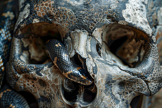 Snake in a human skull
