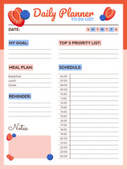 Daily Planner To Do List With Strawberry And Blueberry
