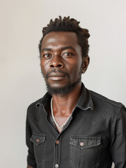 Jamaican Man Studio Portrait Against White Background