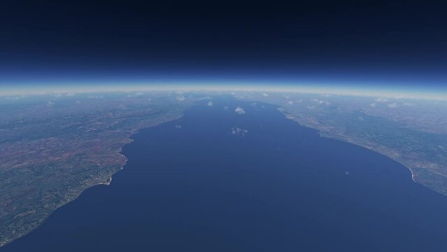 High altitude aerial view of Lake Malawi in East African Rift. Malawi