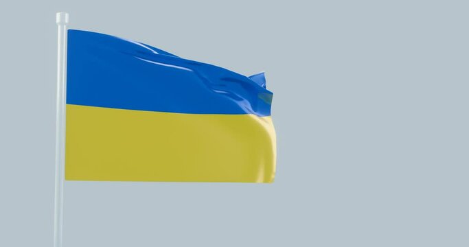 Flag of Ukraine, UA. Video Blue and yellow colors. 3d render.