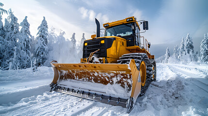 excavator in the snow