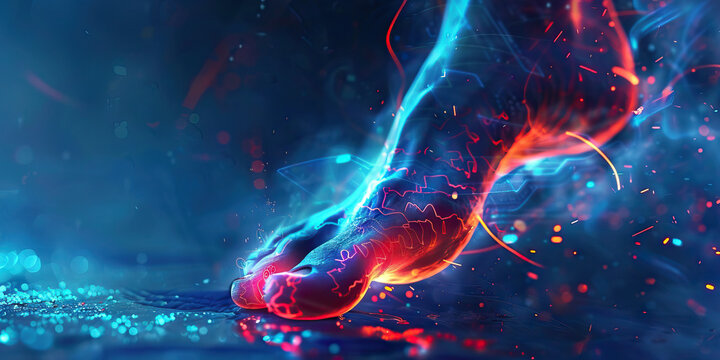 Gouty Grief: The Swollen Big Toe and Intense Pain - Imagine a person holding their big toe, which is swollen and red, with pain lines indicating intense pain, illustrating the swollen big toe