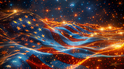 American flag in grunge digital art