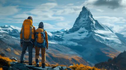 Couple hiking in the mountains
