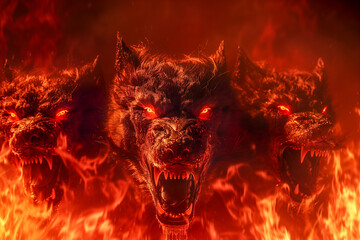 Cerberus the hound that guards the gates to the underworld and hell. 