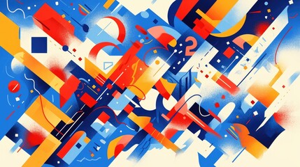 Dynamic geometric pattern showcased against an abstract backdrop in this vibrant 2d illustration