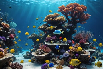 Fototapeta na wymiar Majestic Display of Underwater Ecosystem: Embracing Coral Reef Biodiversity.