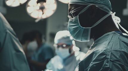Focused surgeon in operating room - obrazy, fototapety, plakaty