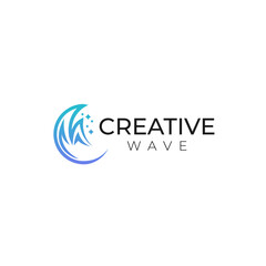 Vector abstract moonlight wave logo design creative template