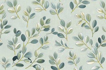 seamless floral pattern with leaves